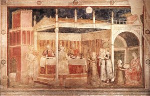 Scenes from the Life of St John the Baptist- 2. Birth and Naming of the Baptist, 1320